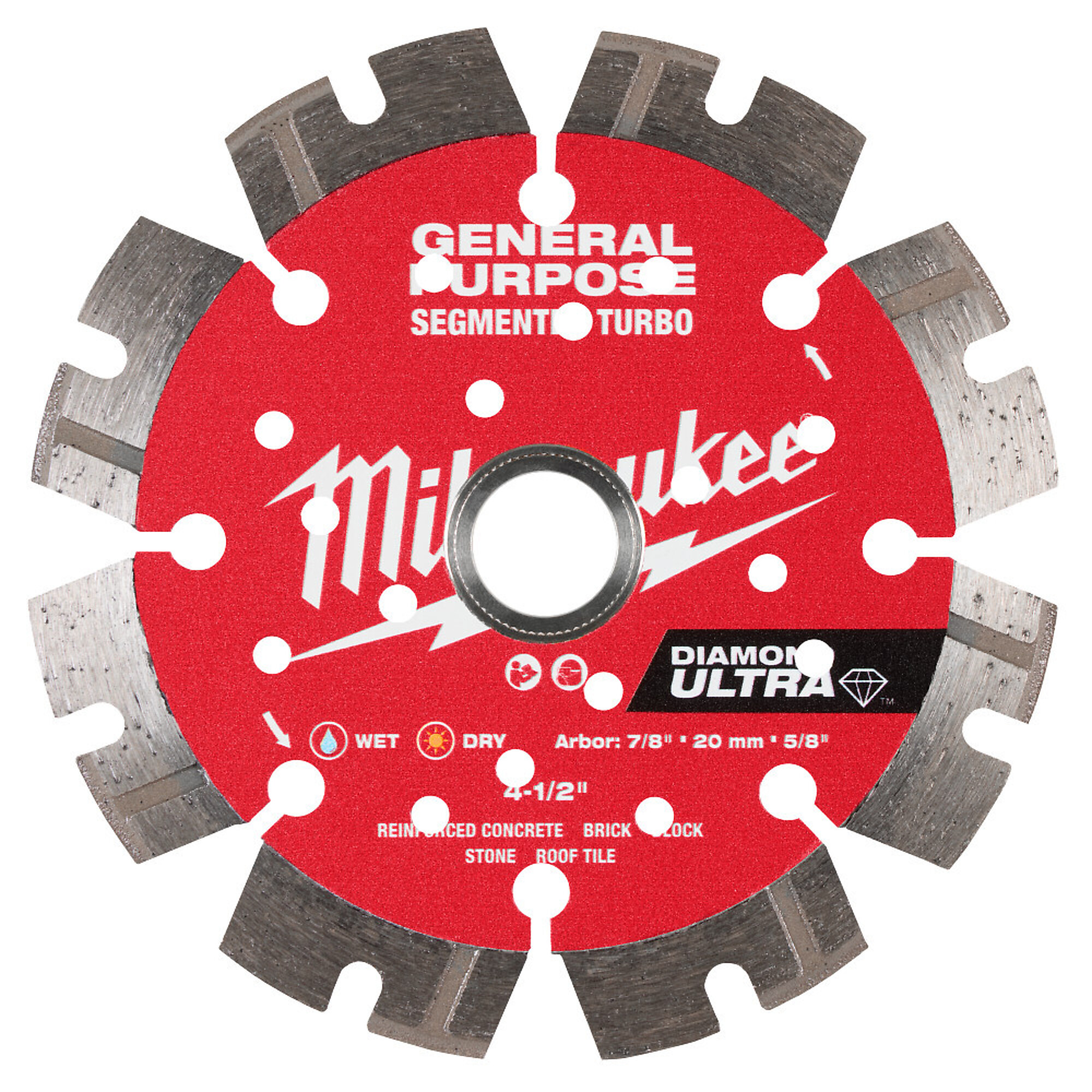 Milwaukee 4-1/2" DIAMOND ULTRA™ Segmented Turbo, General Purpose Diamond Blade, Model#49-93-7523